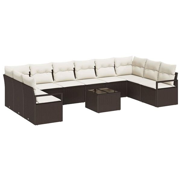 vidaXL Set di divani con cuscino 11 pcs Marrone polyrattan