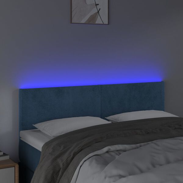 vidaXL Testiera a LED Blu Scuro 144x5x78/88 cm in Velluto