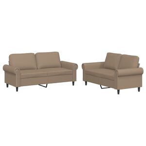 vidaXL Set di Divani 2 pz con Cuscini cappuccino in Similpelle