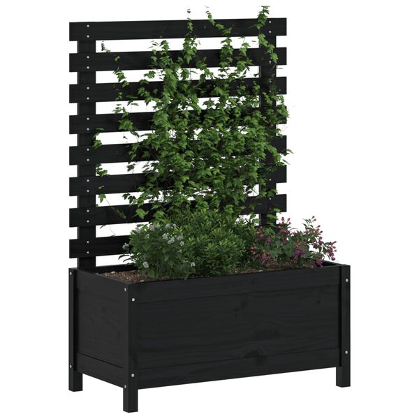 vidaXL Fioriera Giardino con Rastrelliera Nera 79x39,5x114cm Pino