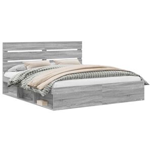 vidaXL Struttura del letto Grigio Sonoma 200 x 200 cm Pino massello