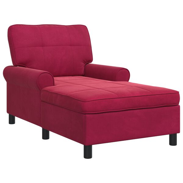 vidaXL Chaise Lounge con cuscino Rosso Vino 91 x 157 x 91 cm Velluto