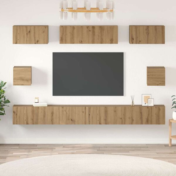 vidaXL Set mobile TV 8 pcs Rovere artigianale Legno multistrato
