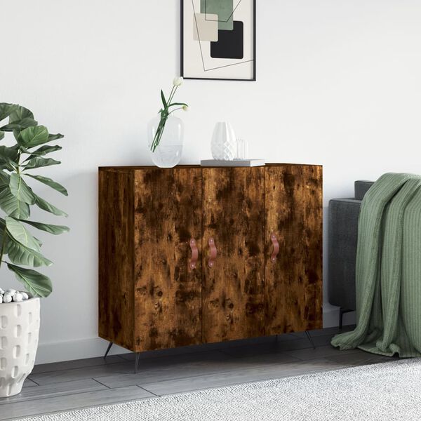 vidaXL Credenza Rovere Fumo 90x34x80 cm in Legno Multistrato