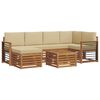 vidaXL Set di divani da esterno 7 pz Naturale e Beige Poliestere