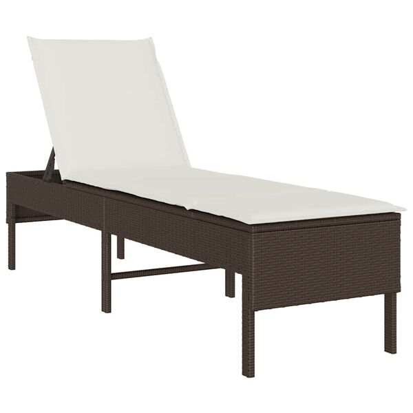 vidaXL Lettino Prendisole con Cuscino Marrone 55x200x44 cm Polyrattan
