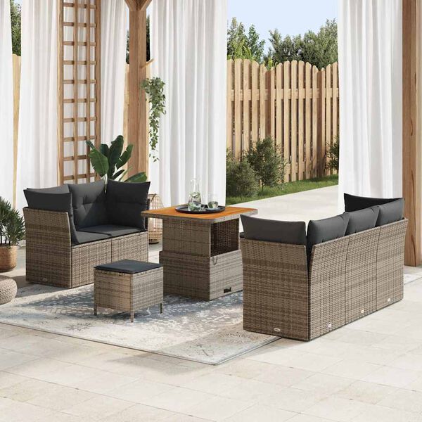 vidaXL Set Divano da Giardino con cuscino 8 pcs Grigio