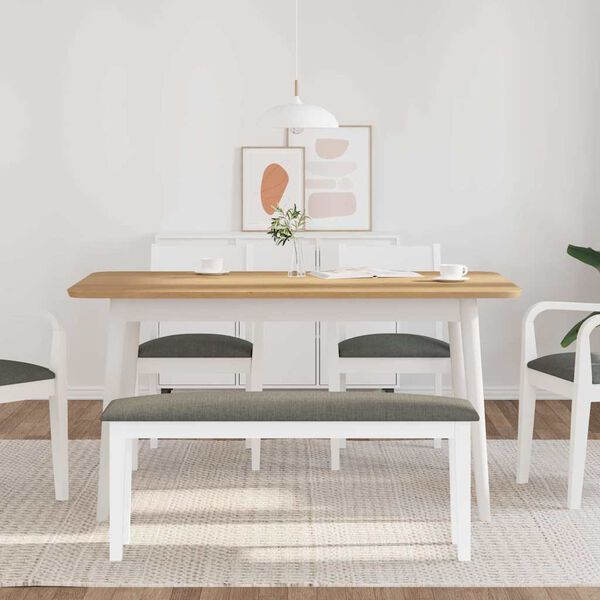 vidaXL Panca 110 cm Bianco in Legno Massello di Hevea