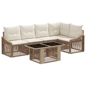 vidaXL Set Divano da Giardino 6 pz Beige e Bianco Crema polyrattan