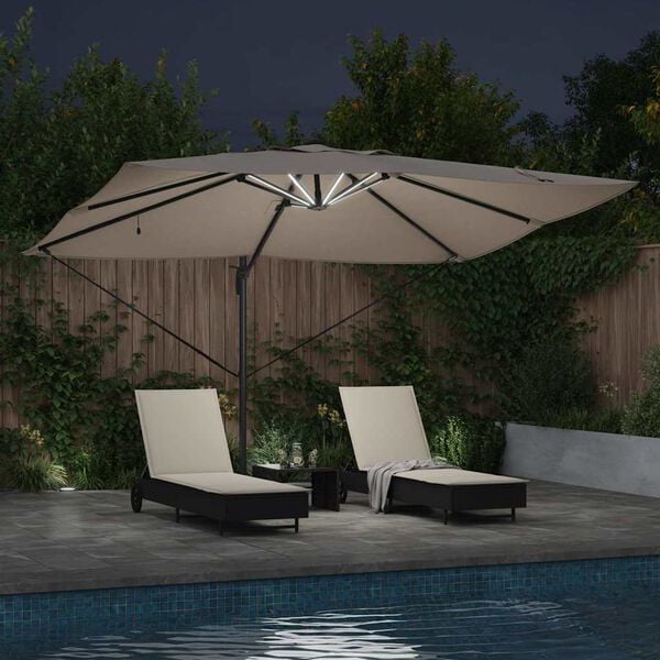 vidaXL Parasol Roma a braccio Tortora e Nero 352 x 251 x 265 cm