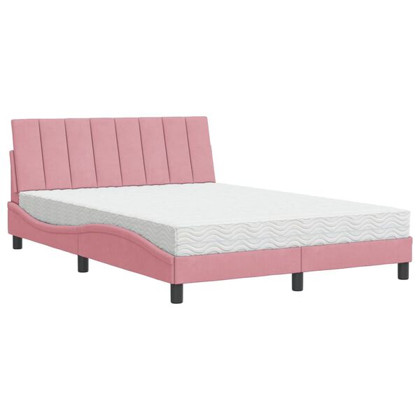 vidaXL Letto con Materasso Hanko Rosa 140x190 cm in Velluto