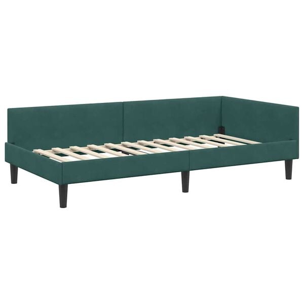 vidaXL Cornice del letto ad angolo Verde Scuro 90 cm x 200 cm Velluto