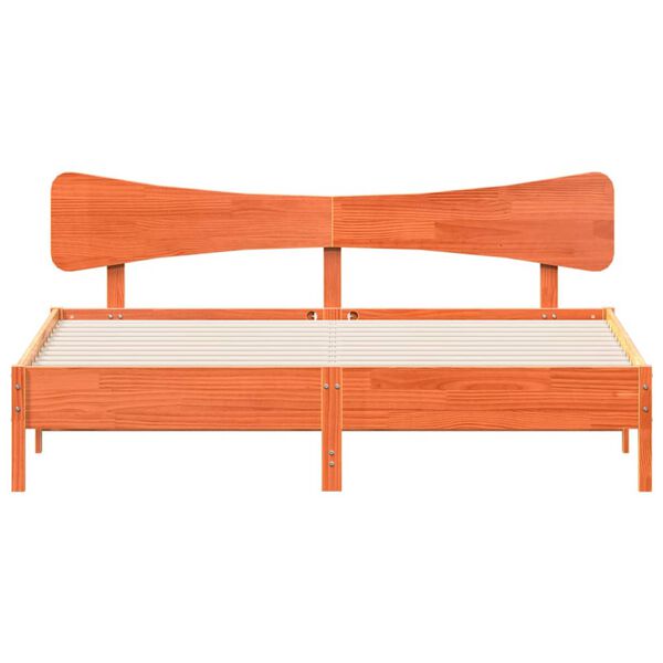 vidaXL Giroletto senza Materasso Marrone Cera 160x200 cm Legno di Pino