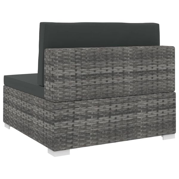 vidaXL Seduta Centrale Modulare 1 pz con Cuscini in Polyrattan Grigio
