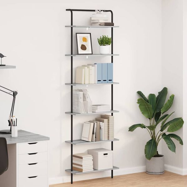 vidaXL Libreria Grigio Sonoma 60 x 24 x 203 cm Legno multistrato