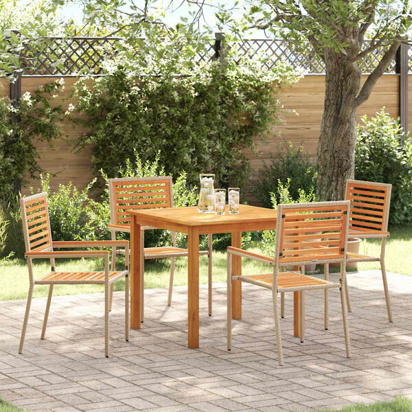 vidaXL Set da Pranzo per Giardino 5 pcs Beige Legno di Acacia Massello