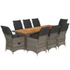 vidaXL Set Bistr&ograve; da Giardino 9 pz con Cuscini in Polyrattan Grigio