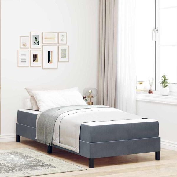 vidaXL Letto a molle con materasso Grigio scuro 80 x 210 cm Tessuto