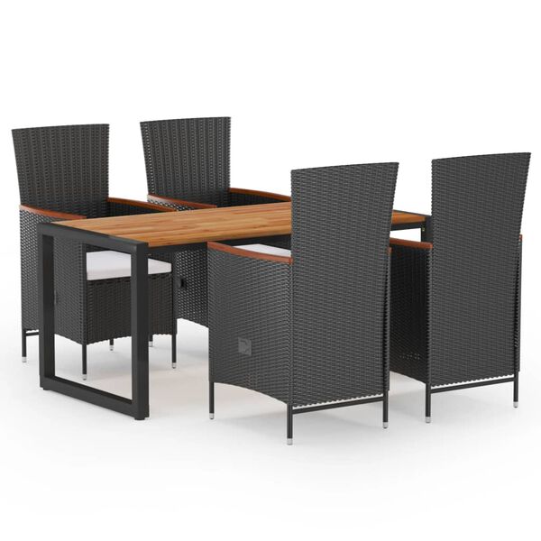 vidaXL Set Mobili da Pranzo per Giardino 5 pz Nero