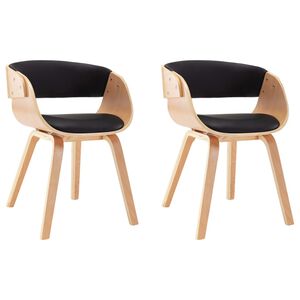 vidaXL Sedie da Pranzo 2 pz Nere in Legno Curvato e Similpelle