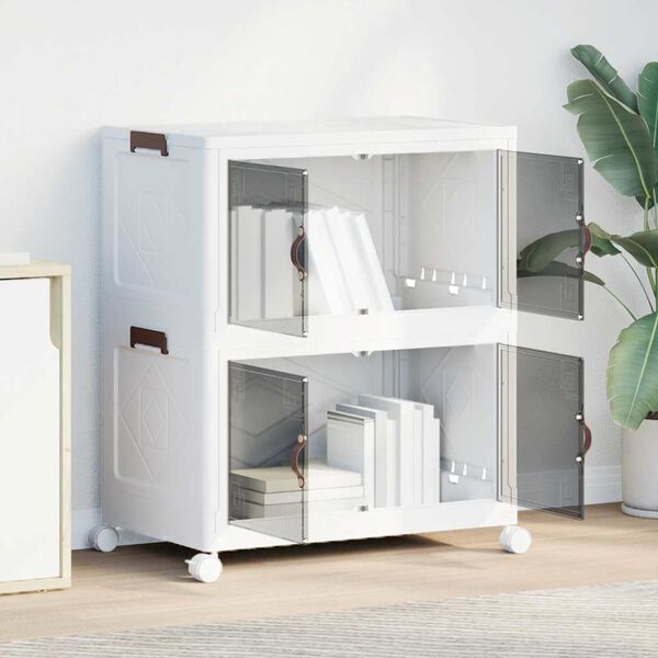 vidaXL Scatola Portaoggetti con Ruote 2 Livelli 75 L 64x40x76 cm