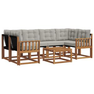 vidaXL Set di divani da esterno 7 pz Grigio Naturale e Chiaro