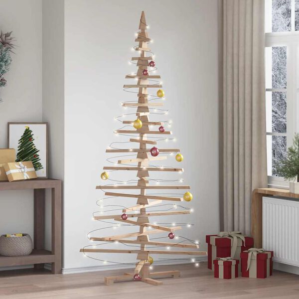 vidaXL Albero di Natale Decorativo in Legno 210 cm Legno Massello Pino