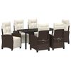 vidaXL Set da Pranzo per Giardino con cuscino 7 pcs Marrone polyrattan