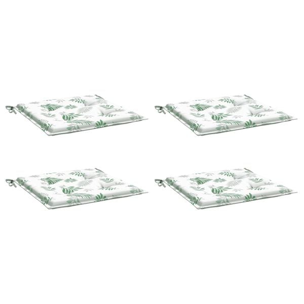 vidaXL Cuscini per Sedia 4pz Motivo a Foglie 50x50x4 cm in Tessuto