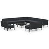 vidaXL Set Divani da Giardino 14 pz con Cuscini in Polyrattan Nero
