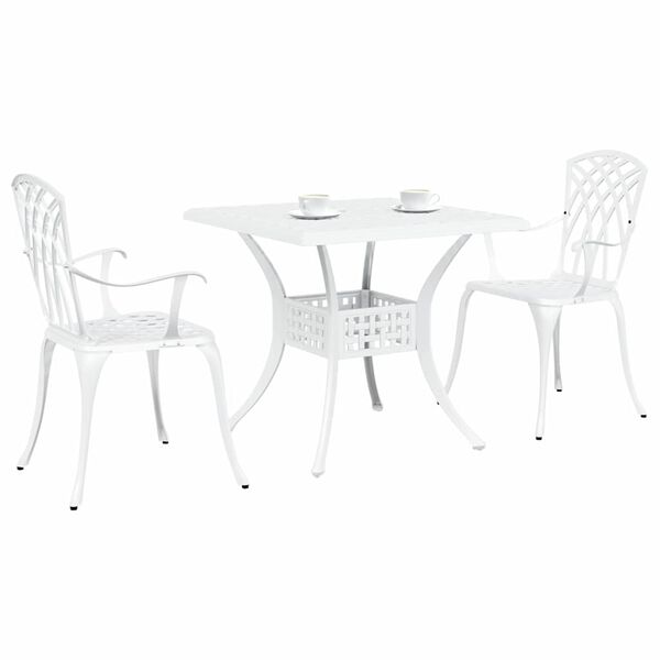 vidaXL Set di Tavolo da Giardino 3 pcs Bianco Alluminio pressofuso
