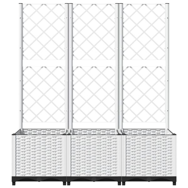 vidaXL Fioriera da Giardino con Graticcio Bianco 120x40x136 cm PP