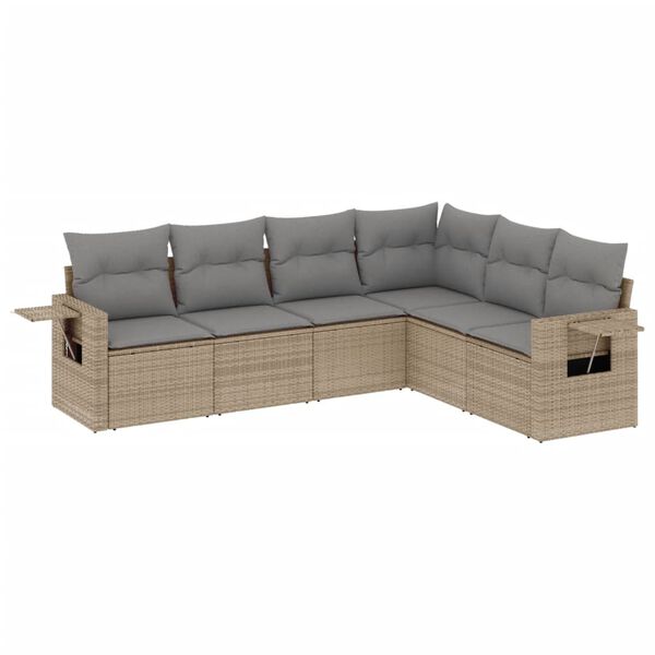 vidaXL Set Divano da Giardino 6 pz con Cuscini Beige in Polyrattan
