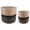vidaXL Set di Vasi per Piante 2 pz Naturale e Nero &Oslash; 28 x 28 cm