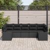 vidaXL Set Divano da Giardino con cuscino 7 pcs Nero Poly Rattan