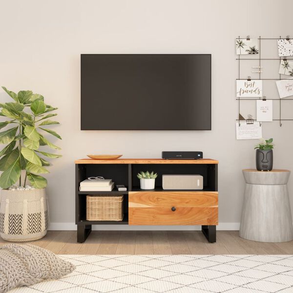 vidaXL Mobile TV 80x33x46cm Legno Massello Acacia e Legno Multistrato