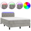 vidaXL Letto a Molle con Materasso e LED Grigio Chiaro 120x200 cm Velluto
