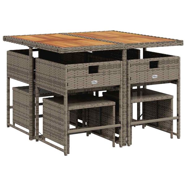 vidaXL Set da Pranzo da Giardino 9 pz con Cuscini in Polyrattan Grigio