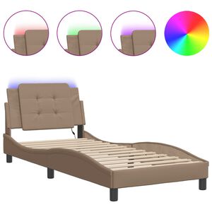 vidaXL Giroletto con LED senza Materasso Zadar Cappuccino 80x200 cm