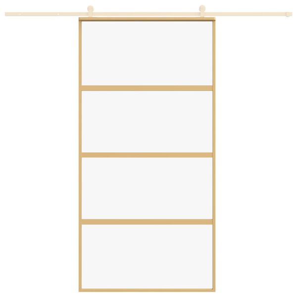 vidaXL Porta Scorrevole Oro 102,5x205 Vetro Trasparente ESG Alluminio