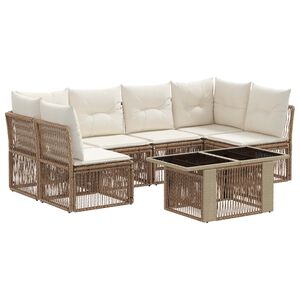 vidaXL Set Divano da Giardino 7 pz Beige polyrattan