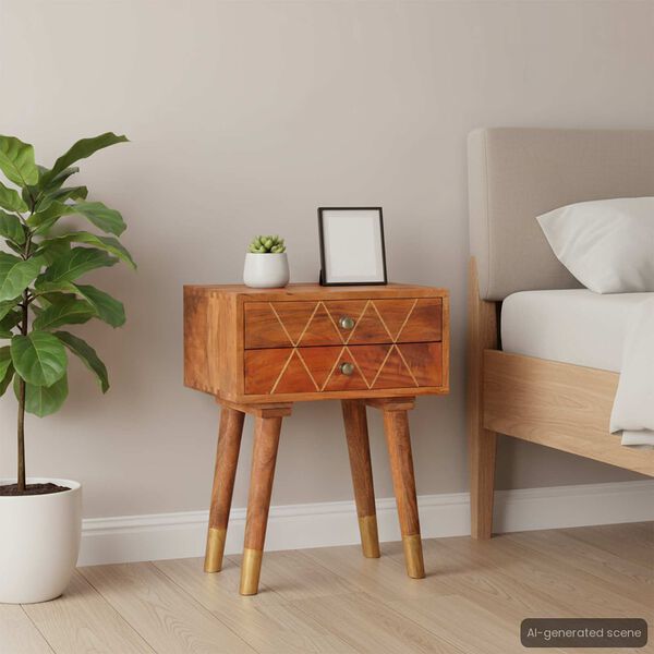 vidaXL Comodino 40x30x58 cm in Legno Massello di Mango