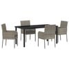 vidaXL Set da Pranzo per Giardino con cuscino 5 pcs Grigio polyrattan