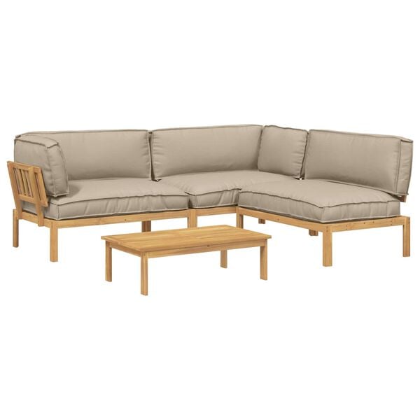 vidaXL Set di divani con cuscino 4 pcs Talpa Legno di Acacia Massello