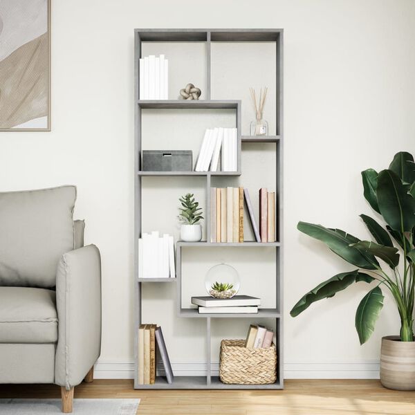 vidaXL Libreria Divisorio Grigio Cemento 67x25x161,5 cm in Truciolato