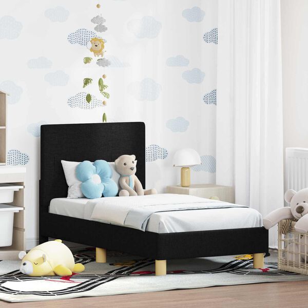 vidaXL Struttura letto per bambini con testata Nero 70 x 140 cm
