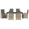vidaXL Set da Pranzo per Giardino con cuscino 7 pcs Beige polyrattan