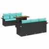 vidaXL Set Divano da Giardino con cuscino 7 pcs Nero e Blu polyrattan