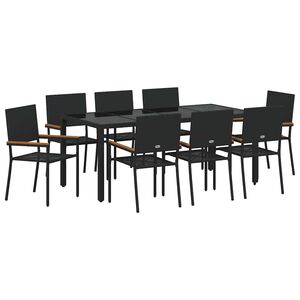 vidaXL Set da Pranzo per Giardino 9 pz Nero polyrattan