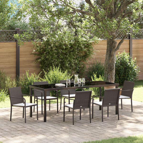 vidaXL Set da Pranzo per Giardino 7 pcs Marrone e Nero Rattan in PE